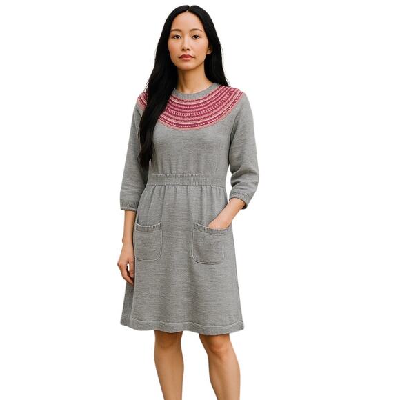 Lilly Pulitzer Wool Angora Fair Isle Sweater Dress Gray Size S - Picture 2 of 6